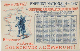 Comptoir National Escompte Paris Sigle Emprunt 1917 Guerre 14 Calendrier 1918 Poilu Verdun - Banche