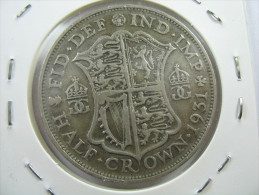 UK GREAT BRITAIN ENGLAND 1/2 HALF CROWN  1931  SILVER 500 LOT 26 NUM 6 - K. 1/2 Crown