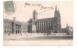 CP, 76, ROUEN, La Place Et L'Eglise Saint-Ouen, Voyagé En 1905 - Rouen
