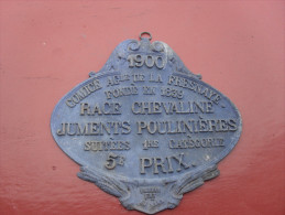 Plaque Comice Agricole 1900  La Fresnaye Sur Chedouet  Dept 72  Sarthe  Race Chevaline Juments - Otros & Sin Clasificación