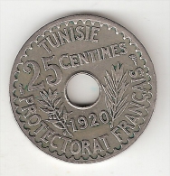 Tunesia 25 Centimes 1920 , Km244  Xf+ !!! - Tunisia