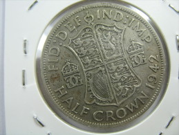 UK GREAT BRITAIN ENGLAND 1/2 HALF CROWN  1942  SILVER 500 LOT 26 NUM 20 - K. 1/2 Crown