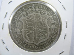 UK GREAT BRITAIN ENGLAND 1/2 HALF CROWN  1921 SILVER 500 LOT 26 NUM 23 - K. 1/2 Crown