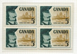 Canada  **    N° 306 - 350e An. De La Fondation De Québec . Bloc De 4 - Neufs