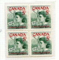 Canada  **    N° 319 -  Poétesse Emily Pauline - Bloc De 4 . - Unused Stamps