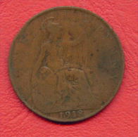 ZC29 /  - ONE PENNY - 1918 -  Great Britain Grande-Bretagne Grossbritannien Coins Munzen Monnaies Monete - D. 1 Penny