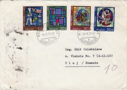 PAINTED WINDOWS, BULL, MAN, PEOPLES, STAMPS ON COVER, 1970, SWITZERLAND - Lettres & Documents