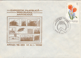 ARAD SPRING PHILATELIC EXHIBITION, CYRTANTHUS FLOWER STAMP, SPECIAL COVER, 1982, ROMANIA - Lettres & Documents