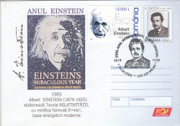 ALBERT EINSTEIN, SCIENTIST, COVER STATIONERY, ENTIER POSTAL, 2005, ROMANIA - Albert Einstein