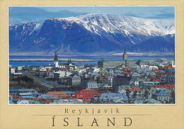 Iceland Reykjavik View Of City With Mountain Esja REYKJAVIK 1996 To AARHUS Denmark (2 Scans) - Iceland