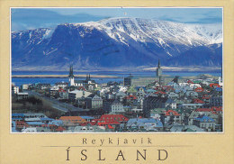Iceland Reykjavik View Of City With Mountain Esja REYKJAVIK 1996 To AARHUS Denmark (2 Scans) - Islanda
