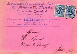 - Carte-Postale-Lettre - Lion Héraldique 50c. - Posté De BRUXELLES à PARIS En 1936 - Scan Verso - - Landpost (Ruralpost)