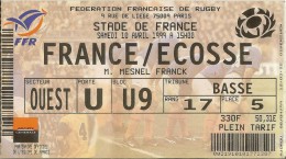 France-Ecosse Stade De France 1999 Billet Entrée - Rugby