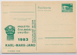 DDR P84-48-83 C54 Postkarte Zudruck ESPERANTO KARL-MARX-JAHR 1983 - Postales Privados - Nuevos