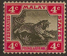 FED MALAY STATES 1904 4c Tiger SG 36c HM #BE297 - Federated Malay States