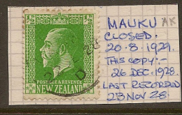 NZ Postmarks 1928 MAUKU A Type #BG46 - Variétés Et Curiosités