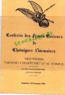 87- AIXE SUR VIENNE - MENU CONFRERIE FRANCS GOUTEURS CHATAIGNES-CHATAIGNE- JACQUES PREVERT-18-11-1990 - Menus