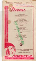 87 - LIMOGES - MENU HOTEL VIALLE - SYNDICAT CHARCUTERIE- BANQUET 10 AVRIL 1932- NICOLAS JEUNE- BENEDICTINE - Menus