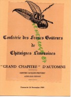 87 - AIXE SUR VIENNE - MENU FRANCS GOUTEURS CHATAIGNES- JACQUES PREVERT -26-11-1989 - Menus