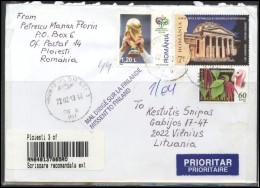 ROMANIA Postal History Brief Envelope Air Mail RO 053 Architecture Birds Flora Fruits Football World Cup 2006 - Storia Postale