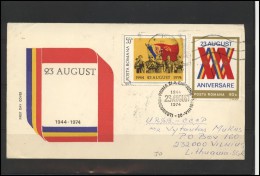 ROMANIA Postal History Brief Envelope RO 061 Armed Forces Anniversary Flags - Covers & Documents