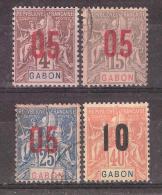 GABON, 1912, Type Groupe Surchargé, Lot De 4 Timbres ( 2 Obl & 2 Neufs * ) Yvert N° 67,68,70,72  Cote 5 Euros, TB - Usados