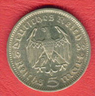 ZC1728 / - 5 REICHSMARK - 1936 ( A ) - Germany Deutschland  Allemagne Germania - 14g SILVER Coins Munzen Monnaies Monete - 5 Reichsmark