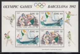 Ireland MNH Scott #855a Souvenir Sheet Of 4 32p Boxing, 44p Sailing - 1992 Summer Olympics Barcelona - Unused Stamps