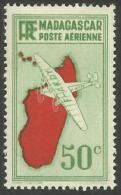 MADAGASCAR - 1935 Airplane & Map 50c Red & Green MLH*  SG 153  Sc C1 - Ungebraucht