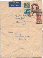 INDE Lettre Entier Postal Par Avion 1968 (?) Angamaly (Inde) ►Durmenach (Alsace) Cachet - Enveloppes