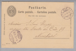 Heimat NE Côte Aux Fees 1898-02-22 Ganzsache 5 Rp. - Cartas & Documentos