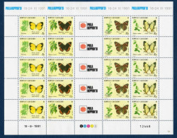 Nelle CALEDONIE :  Papillons Et Plantes  - "Philanippon 91 " Exposition Philatélique Internationale - Feuille De 5 Bande - Unused Stamps