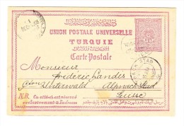 1896 - 20 Para UPU Karte Aus Konstantinopel Nach Alpnachstad - Lettres & Documents