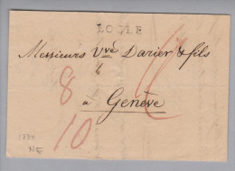 Heimat NE Locle 1834-01-29 Langstempel Brief Nach Genève - ...-1845 Prephilately