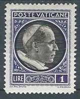 1940 VATICANO MEDAGLIONCINI 1 LIRA MH * - EDV07 - Unused Stamps