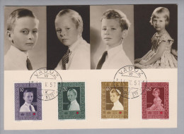 Liechtenstein 1957-05-14 Maximumkarte Satz Fürstenkinder - Used Stamps