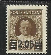 VATICANO VATICAN VATIKAN 1934 1937 PROVVISORIA PROVISIONAL LIRE 2,05 SU 2 L. MLH BEN FIRMATO SIGNED - Unused Stamps