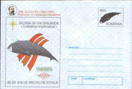 Romania- Postal Stationery Cover Unused 1997- Greenland Whale ; E.Racovita Precursor Of Modern Cetologie - Ballenas