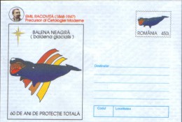 Romania- Postal Stationery Cover Unused 1997- Black Whale ; E.Racovita Precursor Of Modern Cetologie - Ballenas