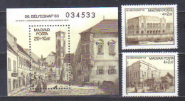 Hungary Mi 3623-3624 + Bl 166 Stamp Day , Buildings 1983      MNH - Unused Stamps