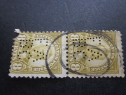 2 Timbres:US Postage USA United States Of America Perforé Perforés Perfin Perfins Stamp Perforated PERFORE  >Trés Bie - Perfin