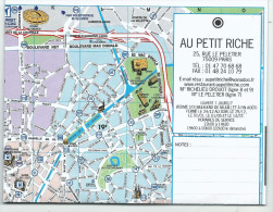 Plan Touristique Récent De La Ville De Paris, Restaurant " Au Petit Riche," Carte Cadeau Galeries Lafayettes - Geographical Maps