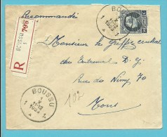 211 Op Brief (portvrije / Franchise De Port) Aangetekend Met Stempel BOUSSU 1 - 1921-1925 Kleine Montenez