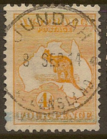 AUSTRALIA 1913 4d Roo SG 6a U #BH164 - Used Stamps