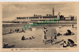 50 - CHERBOURG -  LA PLAGE ET LA GARE MARITIME - Cherbourg