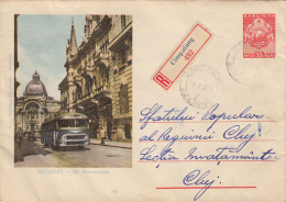 BUSS, BUCHAREST STAVROPOLEOS STREET, REGISTERED COVER STATIONERY, ENTIER POSTAL, 1960, ROMANIA - Bus