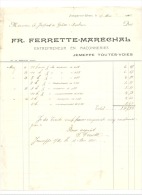 JEMEPPE - Sur - MEUSE Facture Fr. Ferrette-Maréchal , Entrepreneur En Maçonneries 1910/1911 - 1900 – 1949