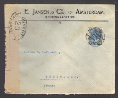 PAYS-BAS 1914/1918 Usages Courants Obl. S/enveloppe Censure Militaire Française - Storia Postale