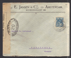 PAYS-BAS 1914/1918 Usages Courants Obl. S/enveloppe Censure Militaire Française - Brieven En Documenten