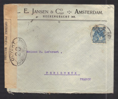 PAYS-BAS 1914/1918 Usages Courants Obl. S/enveloppe Censure Militaire Française - Cartas & Documentos